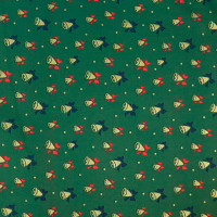 Baumwolle bedruckt - grün mit Glocken rot blaue Schleifen