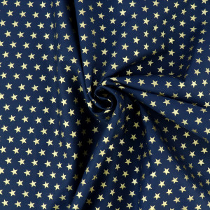 Baumwolle bedruckt - blau mit goldenen Sternen