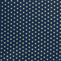 Baumwolle bedruckt - blau mit goldenen Sternen