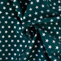 Baumwolle bedruckt - grün mit silbernen Sternen