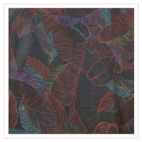 Romanit Jersey - rot/blau/lila - Blätter - 40% Viskose 55% Polyester 5% Elasthan