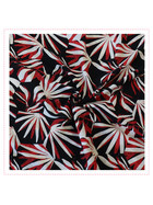 Baumwollstoff/Viskose - Palmblätter aufSchwarz mit Rot | Frühlingskollektion