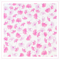 Viskose - Ginkoblätter in Rosa auf weißem Hintergrund