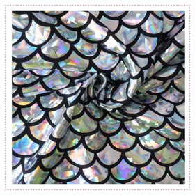 Foliengewebe - Fischschuppen in Silver mit Holo Effekt