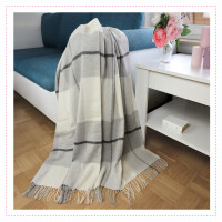 Woll-Kaschmir-Decke | Plaid/Wohndecke | Grau/Kariert