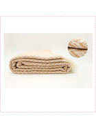 Wohndecke Fair Deluxe Wolle pur | Wolldecke aus 100% Wolle | Couchdecke / Sofadecke | Wohlfühlende und Anschmiegsame Kuscheldecke | 100% Reine Wolle mit Fransenborde (Braun/Wellen Muster)