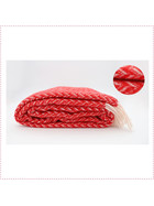 Wohndecke Fair Deluxe Wolle pur | Wolldecke aus 100% Wolle | Couchdecke / Sofadecke | Wohlfühlende und Anschmiegsame Kuscheldecke | 100% Reine Wolle mit Fransenborde (Rot/Zacken Muster)