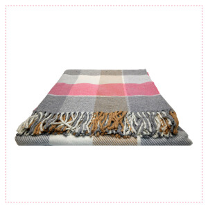 Baumwolldecke | Plaid/ Wohndecke | Rosa/Grau/Braun Kariert