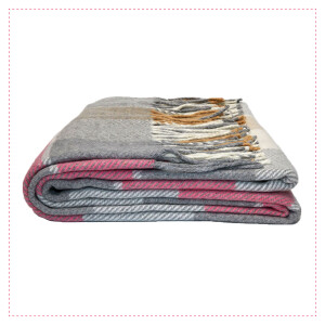 Baumwolldecke | Plaid/ Wohndecke | Rosa/Grau/Braun Kariert