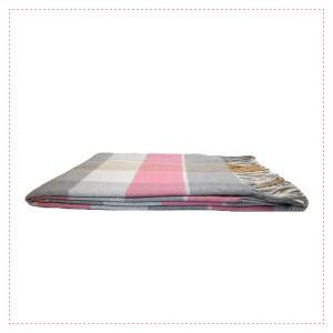 Baumwolldecke | Plaid/ Wohndecke | Rosa/Grau/Braun Kariert