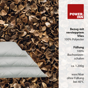 POWER INN® Buchweizenkissen 40 x 40 cm | Füllung aus 100% Buchweizenschalen