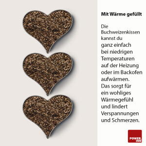 POWER INN® Buchweizenkissen 40 x 40 cm | Füllung aus 100% Buchweizenschalen