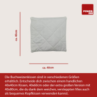 POWER INN® Buchweizenkissen 40 x 40 cm | Füllung aus 100% Buchweizenschalen