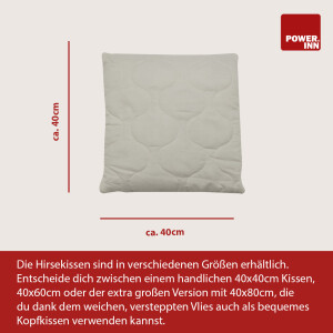 POWER INN® Hirsekissen 40 x 40 cm | Füllung aus 100% Hirseschalen