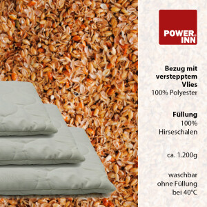POWER INN® Hirsekissen 40 x 40 cm | Füllung aus 100% Hirseschalen