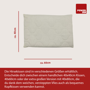 POWER INN® Hirsekissen 40 x 60 cm | Füllung aus 100% Hirseschalen
