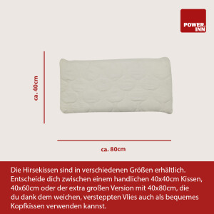 POWER INN® Hirsekissen 40 x 80 cm | Füllung aus 100% Hirseschalen