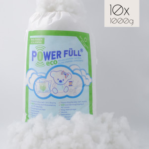 Power Füll® eco weiß | 10kg 10x 1kg Nachhaltige Füllwatte | Spielzeugnorm Zertifiziert | Waschbar bis 40°C | Bastelwatte | Kissenfüllung | Stopfmaterial