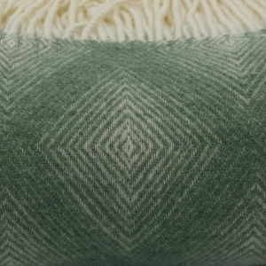 Wohndecke Fair Deluxe Wolle pur | 100% Wolle mit Fransenborde (Iceberg Green)