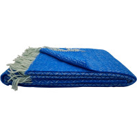 Wohndecke Fair Deluxe Wolle pur | 100% Wolle mit Fransenborde (Classic Blue)