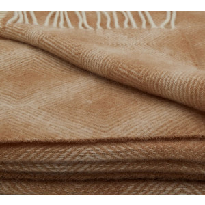 Wohndecke Fair Deluxe Wolle pur | 100% Wolle mit Fransenborde (Cuban Sand)