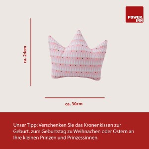 POWER INN® Kronenkissen klein | Bunt gemustert | Dekokissen | Krone