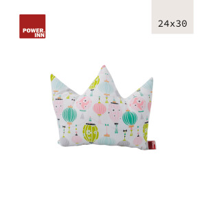 POWER INN® Kronenkissen klein | Weiß mit Lampinons | Dekokissen | Krone