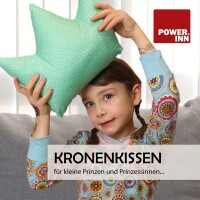 POWER INN® Kronenkissen klein | Weiß mit Lampinons | Dekokissen | Krone