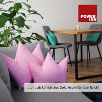 POWER INN® Kronenkissen klein | Weiß mit Lampinons | Dekokissen | Krone