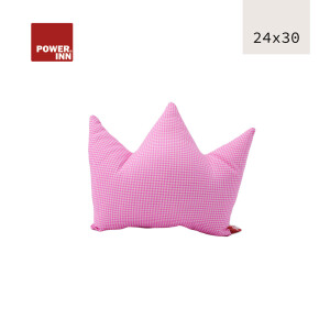 POWER INN® Kronenkissen klein | Rosa kariert | Dekokissen | Krone