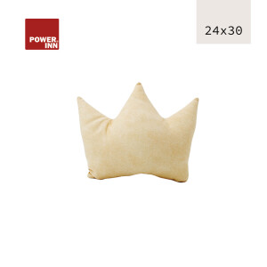 POWER INN® Kronenkissen klein | Hellgelb gemustert | Dekokissen | Krone