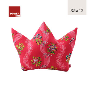 POWER INN® Kronenkissen groß | Pink mit Blumenmuster | Dekokissen | Krone