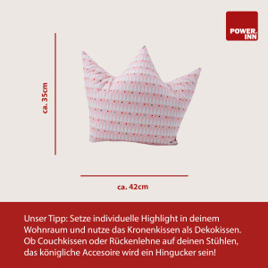 POWER INN® Kronenkissen groß | Bunt gemustert | Dekokissen | Krone