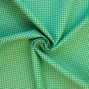 Baumwollpopeline - weiß/hellgrün - Mini Karo Muster - Patchworkstoff 100% Baumwolle - USA Stoffe