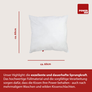 POWER INN® Innenkissen Baumwolle | Quadratisch | 60 x 60 cm