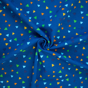 Baumwoll Jersey - blau/hellblau/orange/gelb - Konfetti - Mischgewebe 95% Baumwolle 5% Elasthan