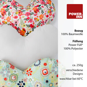 POWER INN® Herzkissen groß | bunte Blumen | Dekokissen Herz
