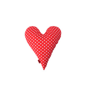 POWER INN Herzkissen klein - Rot mit weißen Punkten | ca. 30x35cm | Geschenk zur Hochzeit, Muttertag oder Valentinstag | Dekokissen und Kuschelkissen in Herzform | Stoff 100% Baumwolle |