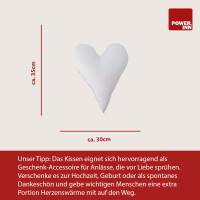 POWER INN® Herzkissen klein | Weiß mit Blätterranken | Dekokissen Herz