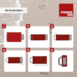 POWER INN® Strandtuchtasche ca. 95x178cm | Rosa/Grün | Liegehandtuch 3 in 1