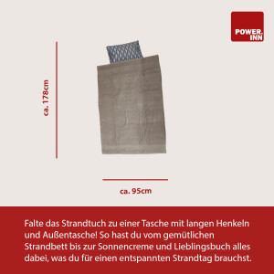 POWER INN® Strandtuchtasche ca. 95x178cm | Rosa/Grün | Liegehandtuch 3 in 1