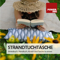 POWER INN® Strandtuchtasche ca. 95x178cm | Rosa/Grün | Liegehandtuch 3 in 1