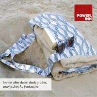 POWER INN® Strandtuchtasche ca. 95x178cm | Rosa/Grün | Liegehandtuch 3 in 1