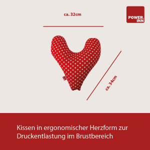 POWER INN® Brustkissen Hope | Rot mit weißen Punkten | Stützkissen