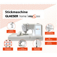 GLAESERhome miaS2000 Stickmaschine | Stickmaschine mit 100 x 235 mm Stickbereich | 7 Zoll LCD Touchscreen