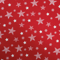 Baumwollpopeline - rot/weiß - Weihnachtliche Sterne - Patchworkstoff 100% Baumwolle