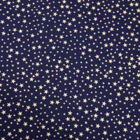 Baumwollpopeline - marine - Goldene Sterne Fein - Patchworkstoff 100% Baumwolle