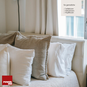POWER INN® Zierkissen Baumwolle |  40 x 40 cm | schwarz mit weißen Buchstaben | Klassisch