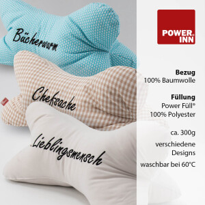 POWER INN® Leseknochen | Bestickt | Orange "Book Lover" | Nackenkissen | Reisekissen