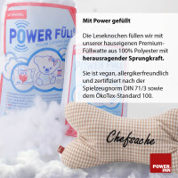 POWER INN® Leseknochen | Bestickt | Beige "Danke" | Nackenkissen | Reisekissen